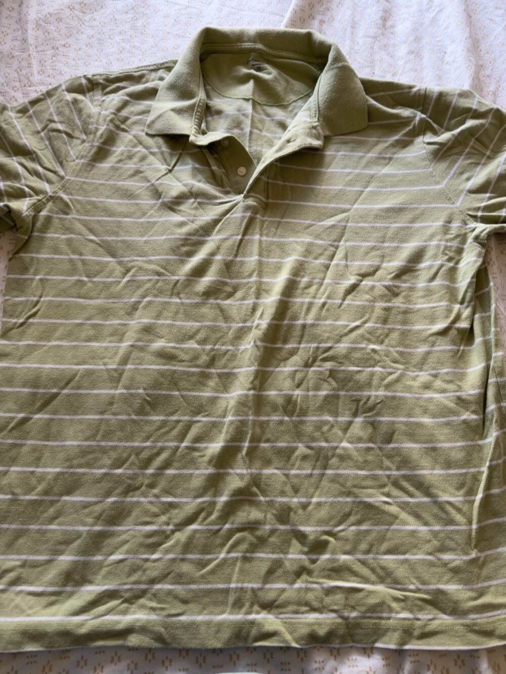 Croft & Barrow- Striped polo- XL- Green/white